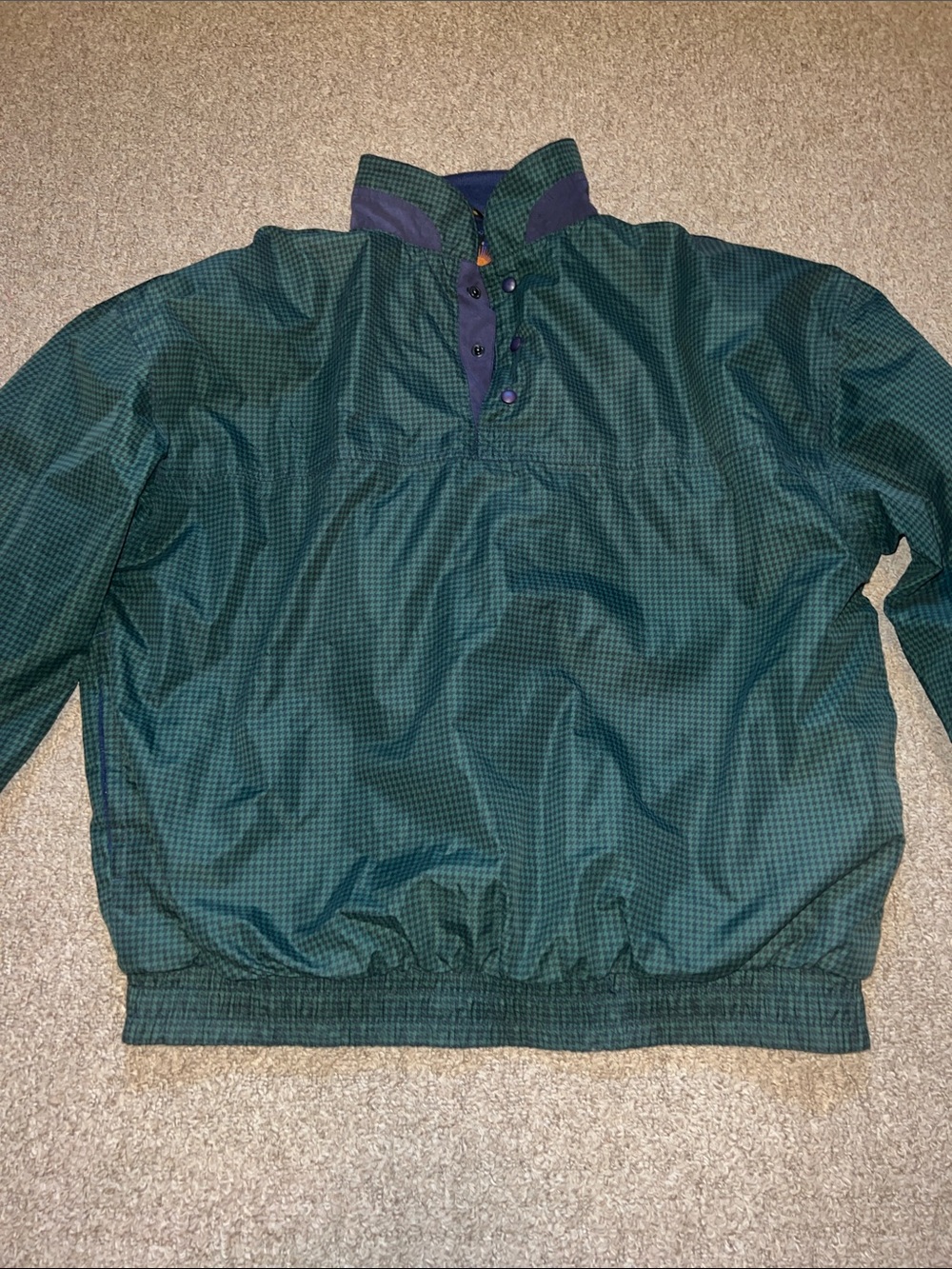 Sun Mountain Men's Green Navy Herringbone Pullover Windbreaker Jacket Medium